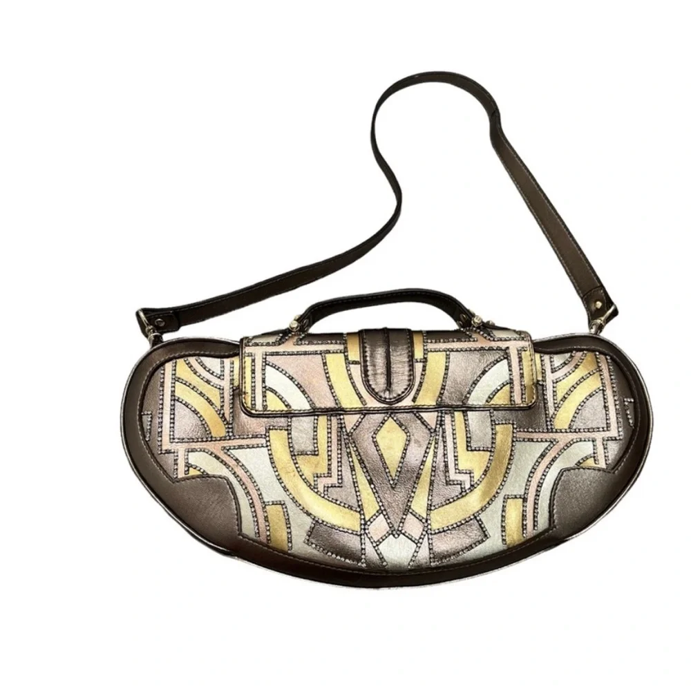 FENDI VANITY BAG METALLIC GOAT LEATHER & SWAROVSKI CRYSTALS - ART DECO DESIGN - Picture 3 of 16